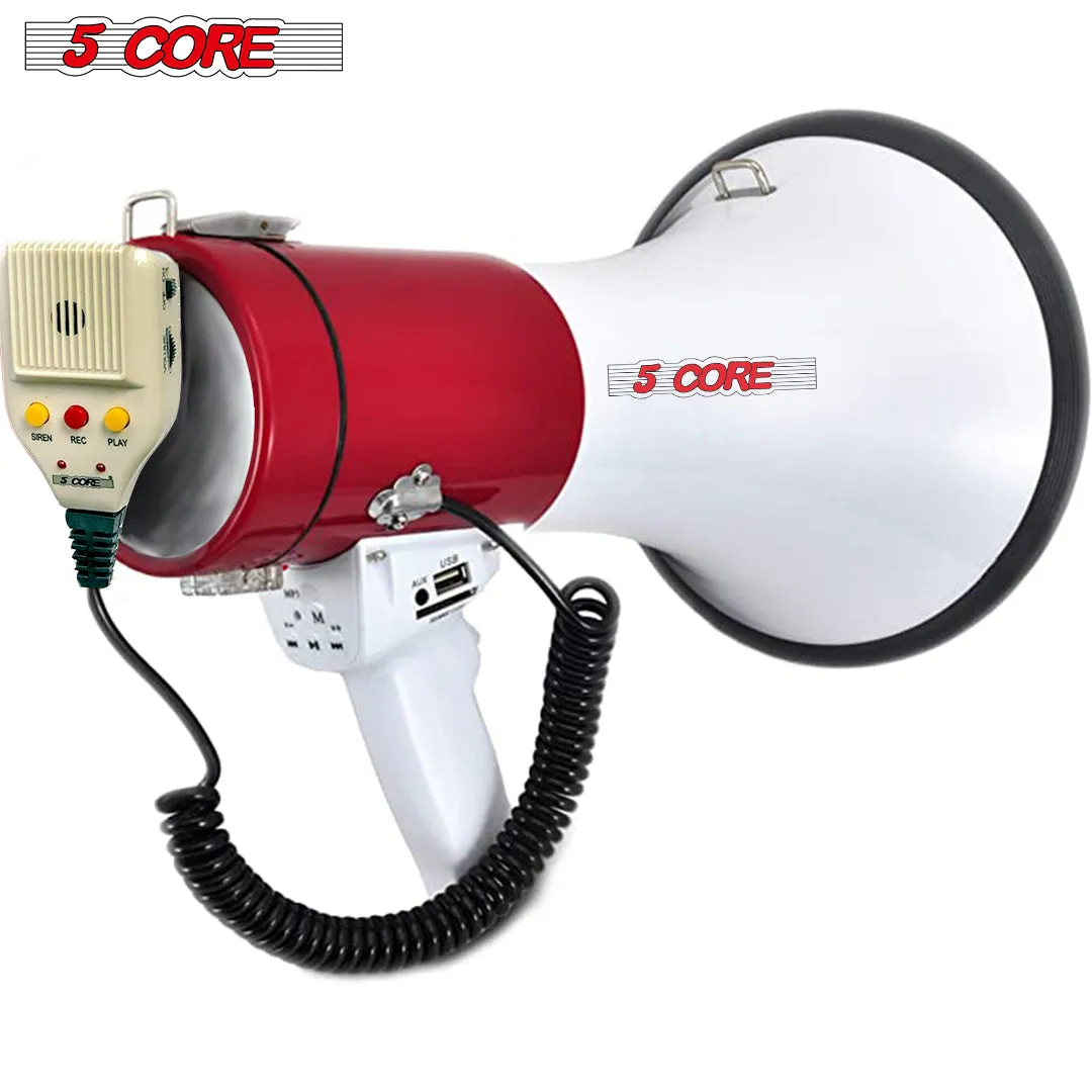 5Core Megaphone Speakers Blow Horn Pro Event Rechargeable Recording