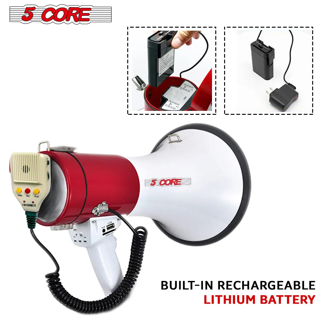 5Core Megaphone Speakers Blow Horn Pro Event Rechargeable Recording