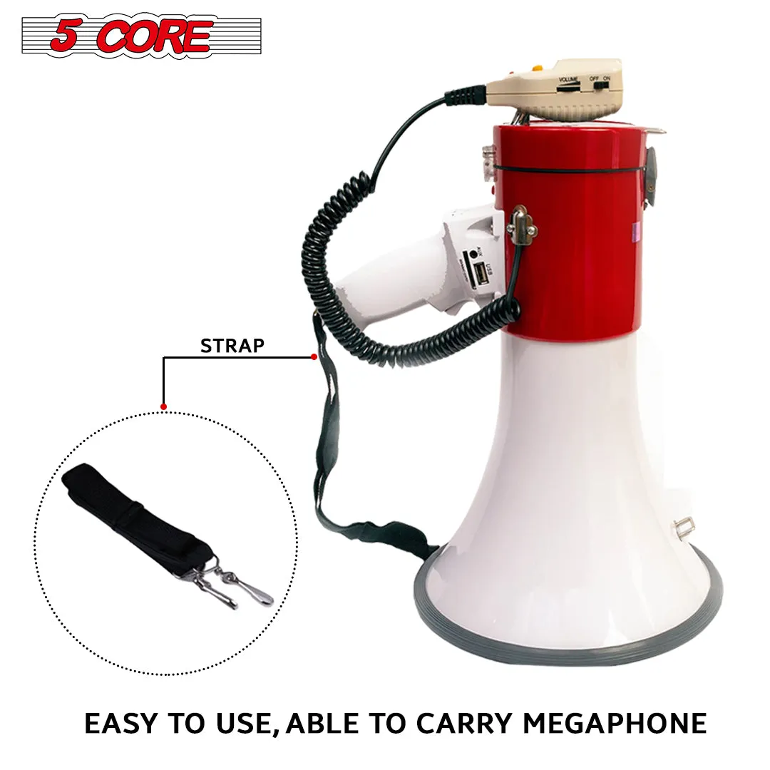 5Core Megaphone Speakers Blow Horn Pro Event Rechargeable Recording