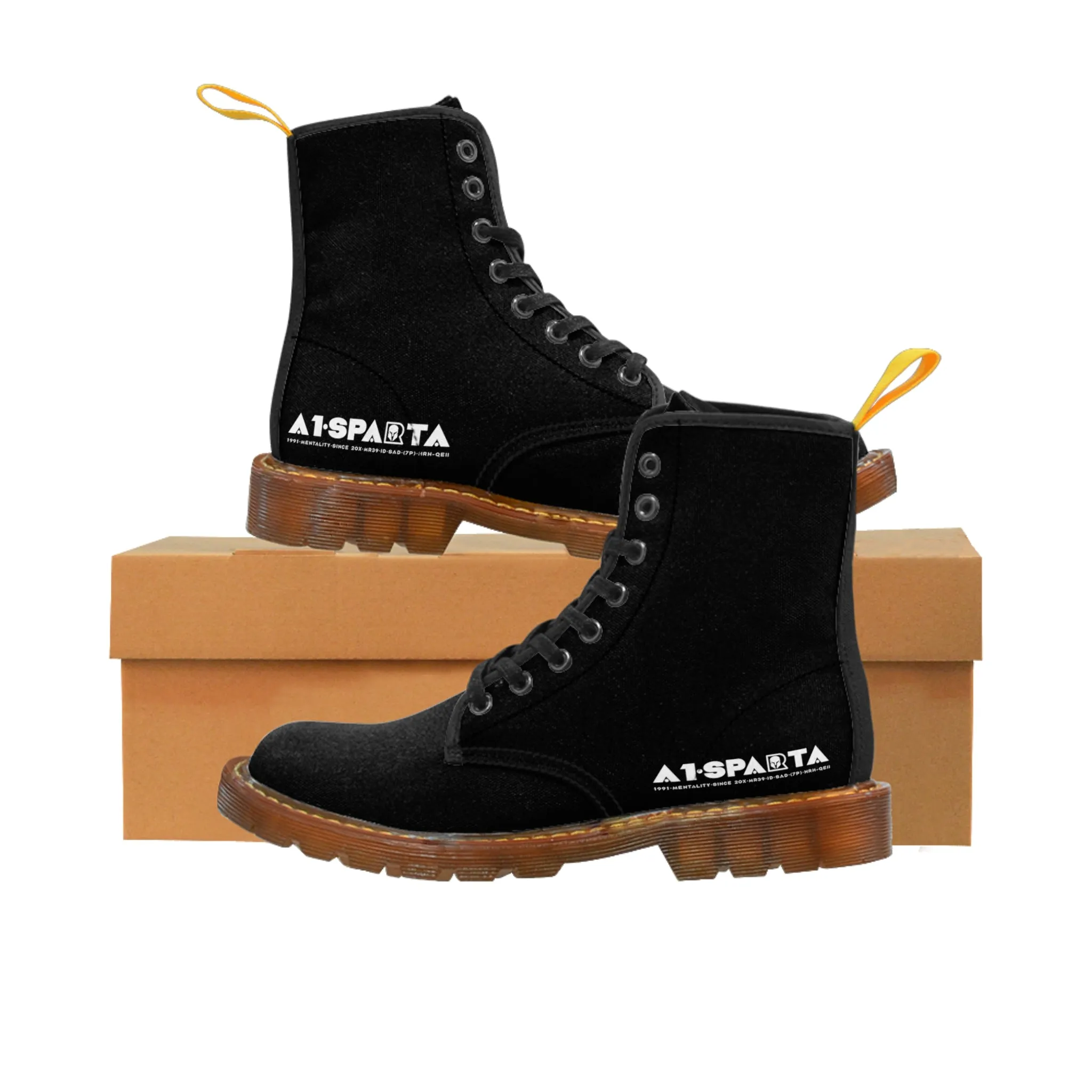 A1-Peace Sparta Black Canvas Boots AOP