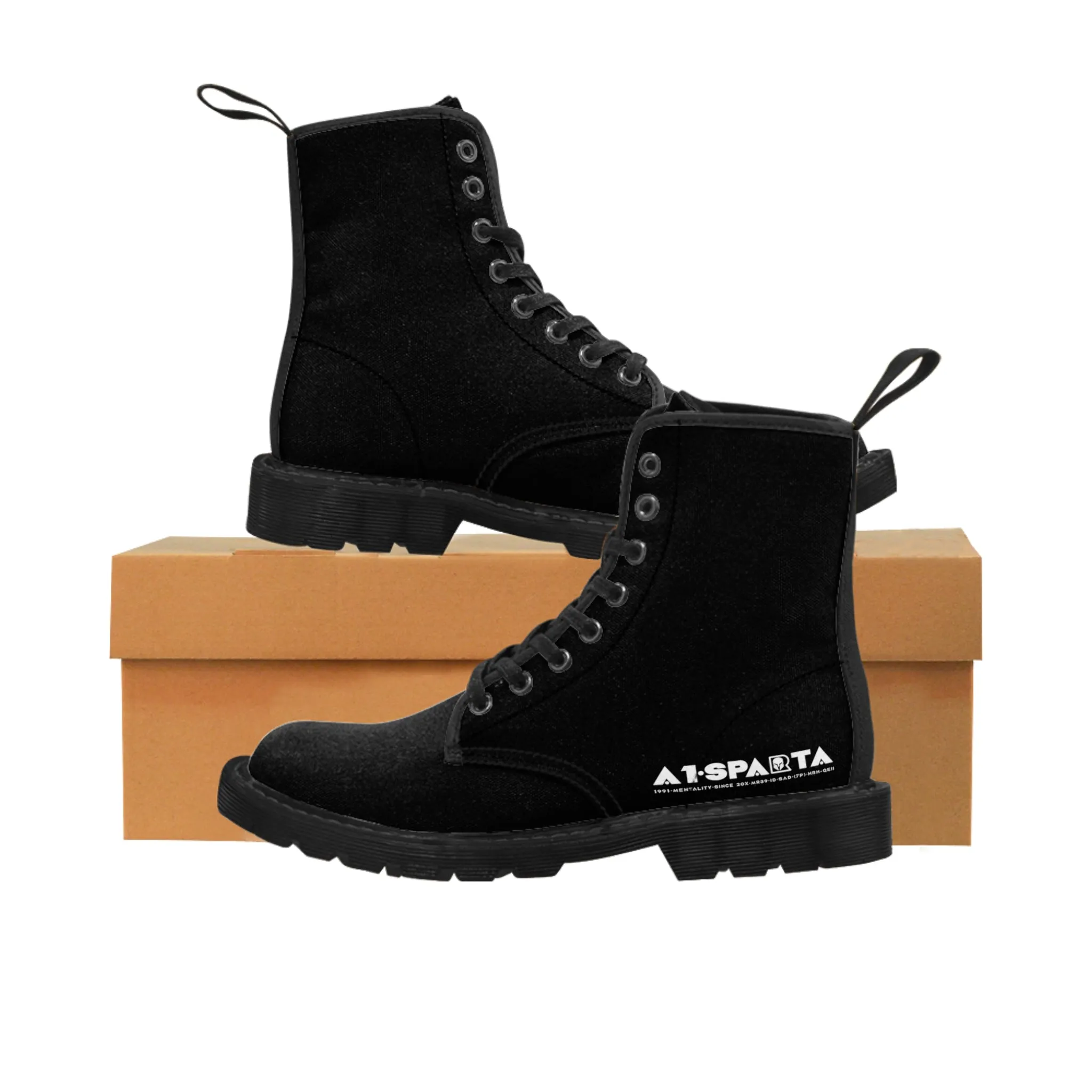A1-Peace Sparta Black Canvas Boots AOP