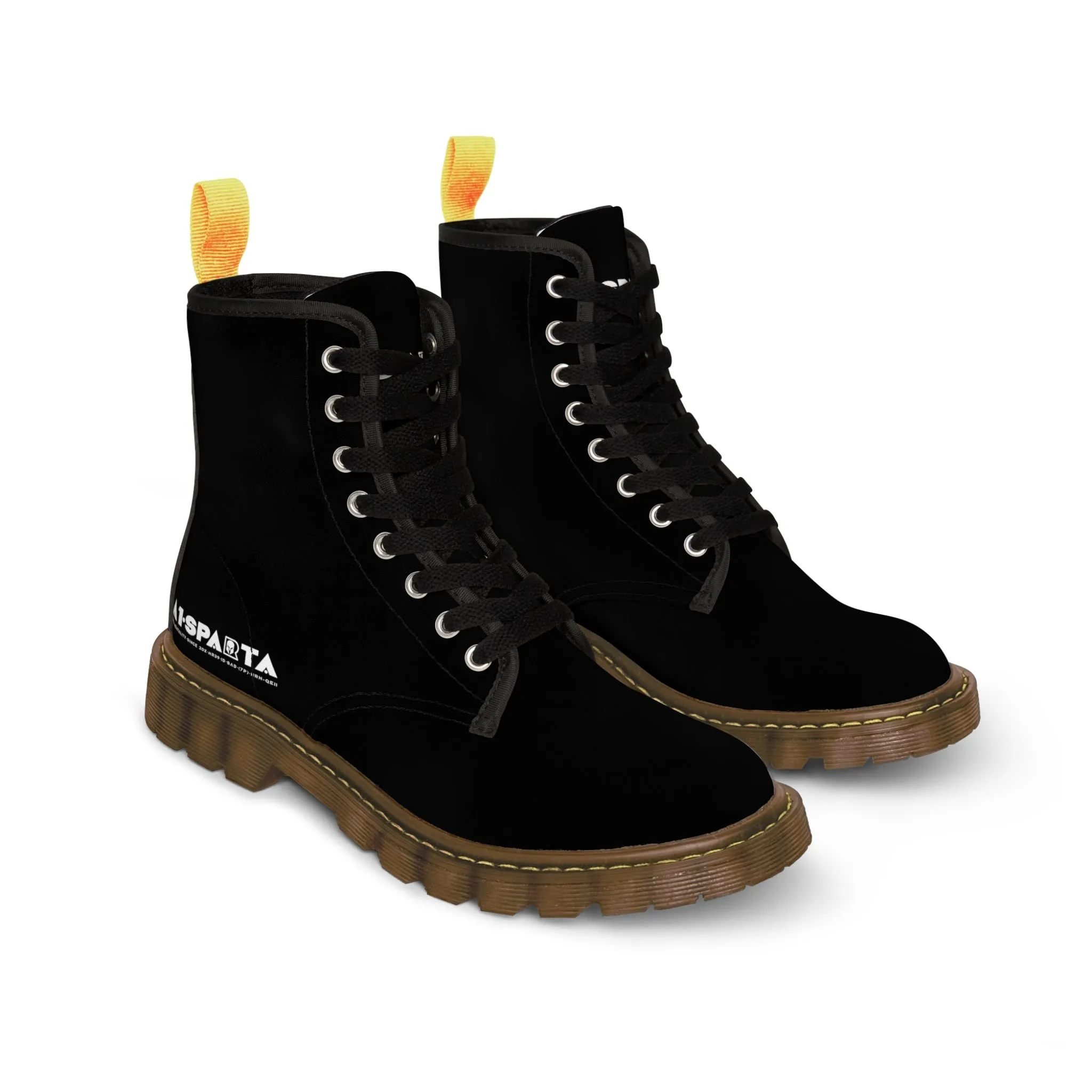 A1-Peace Sparta Black Canvas Boots AOP