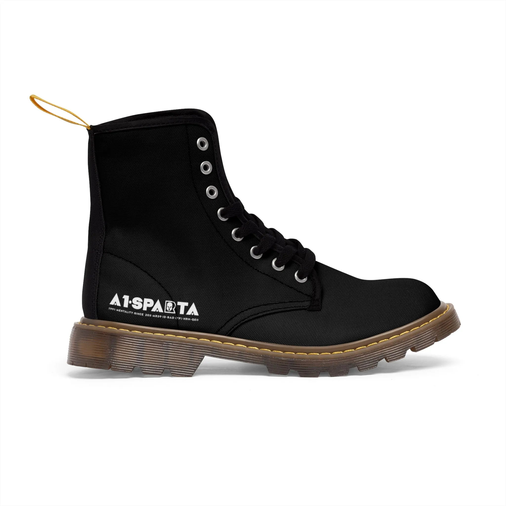 A1-Peace Sparta Black Canvas Boots AOP