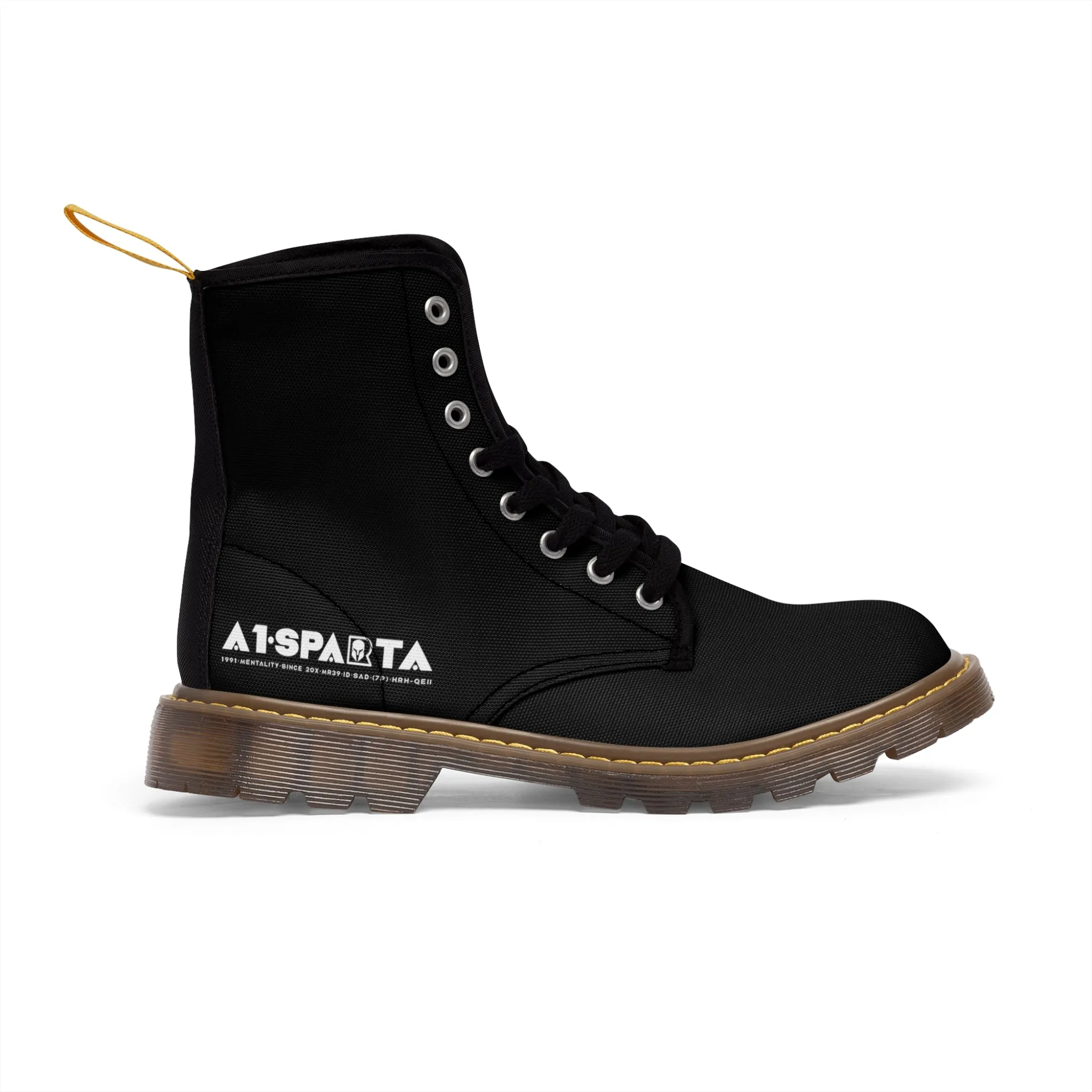 A1-Peace Sparta Black Canvas Boots AOP