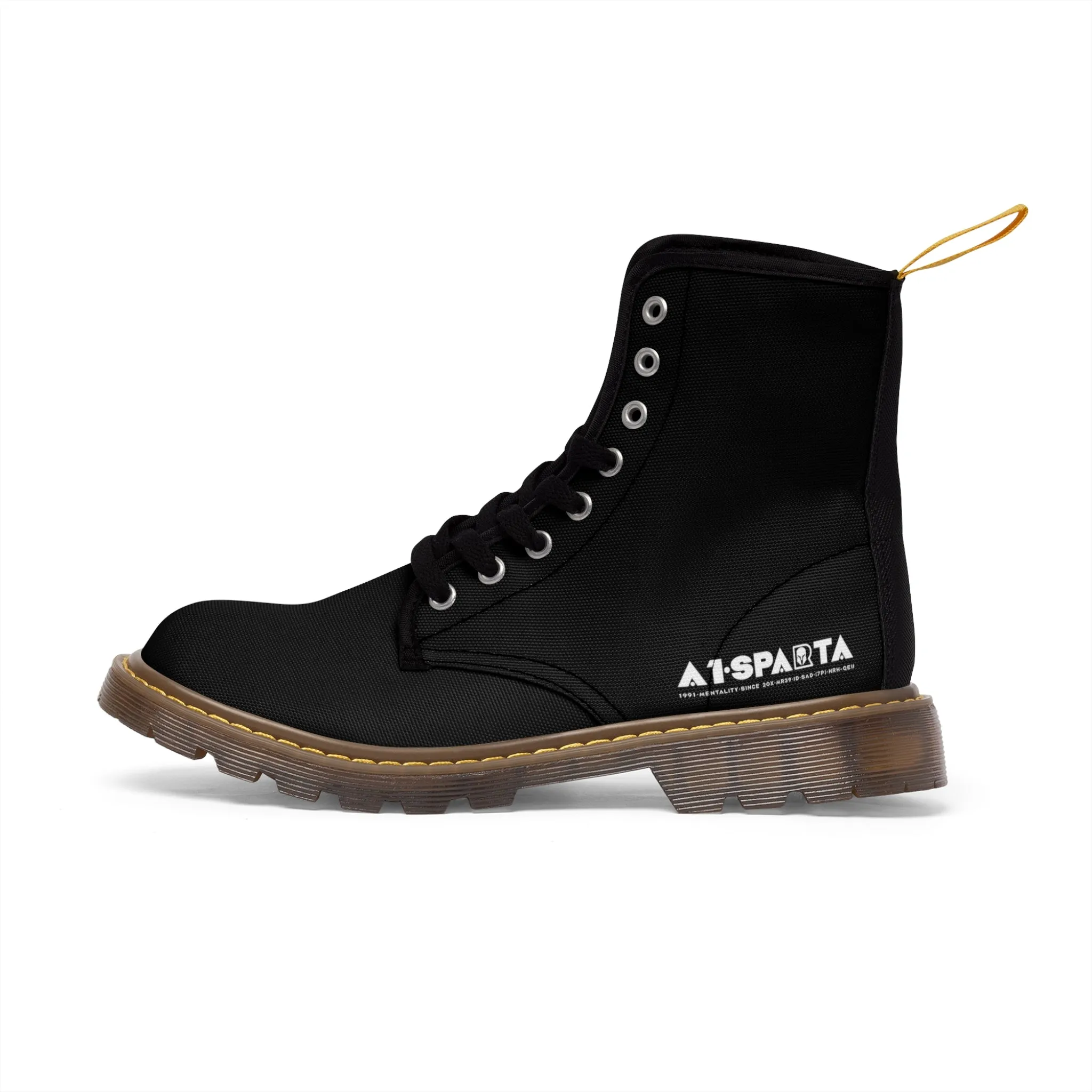 A1-Peace Sparta Black Canvas Boots AOP
