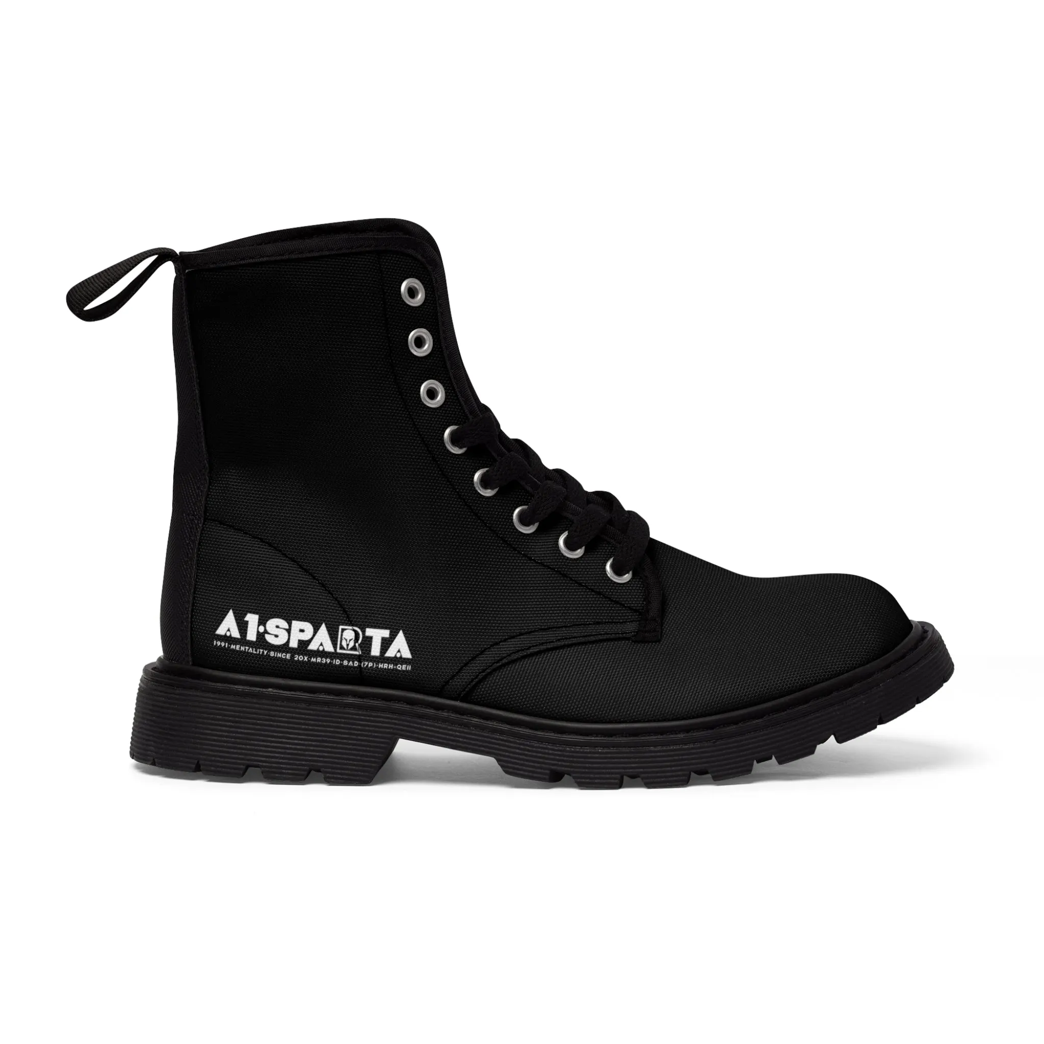 A1-Peace Sparta Black Canvas Boots AOP