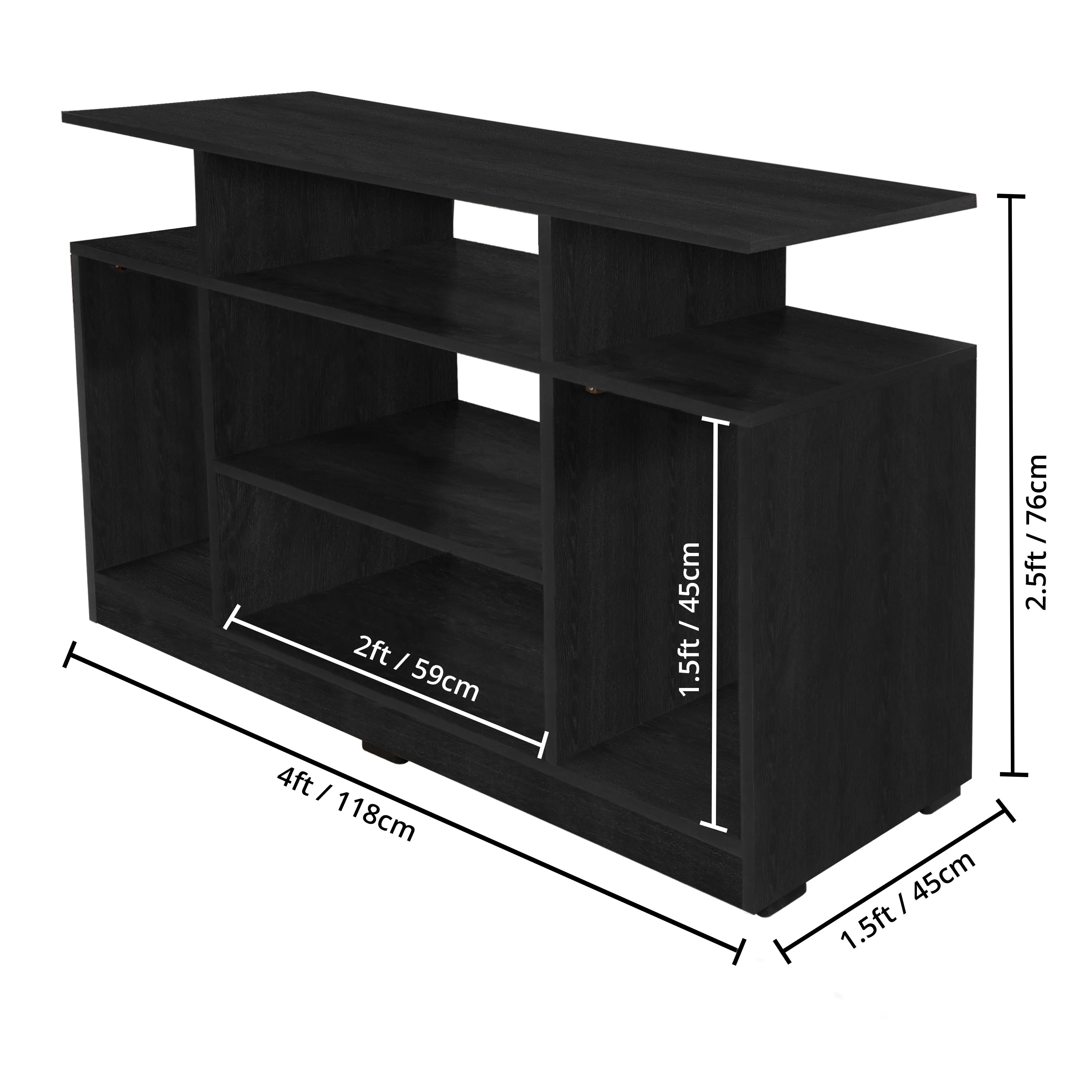 ABOUT SPACE Wooden TV Stand - TV Entertainment Unit and Multipurpose Shelf Storage - DIY Unit for 32-50 Inch TV,Book Storage Rack - Walnut Brown