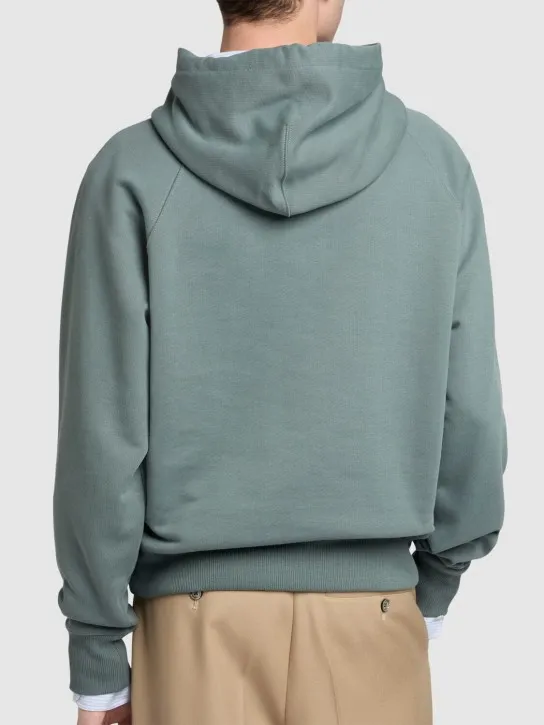 AMI Paris   Logo print boxy cotton blend hoodie 