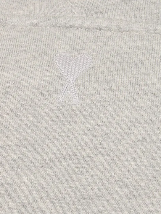 AMI Paris   Logo print boxy cotton blend hoodie 