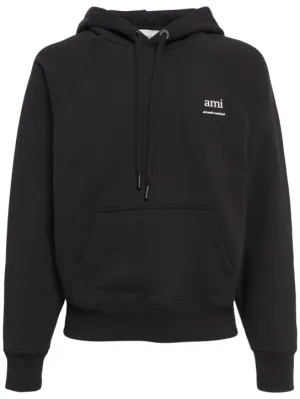 AMI Paris   Logo print boxy cotton blend hoodie 