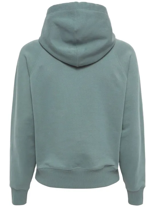 AMI Paris   Logo print boxy cotton blend hoodie 