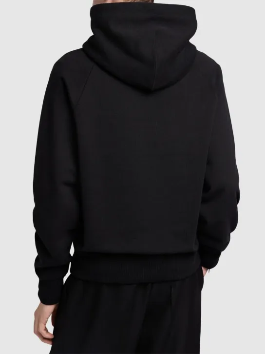AMI Paris   Logo print boxy cotton blend hoodie 