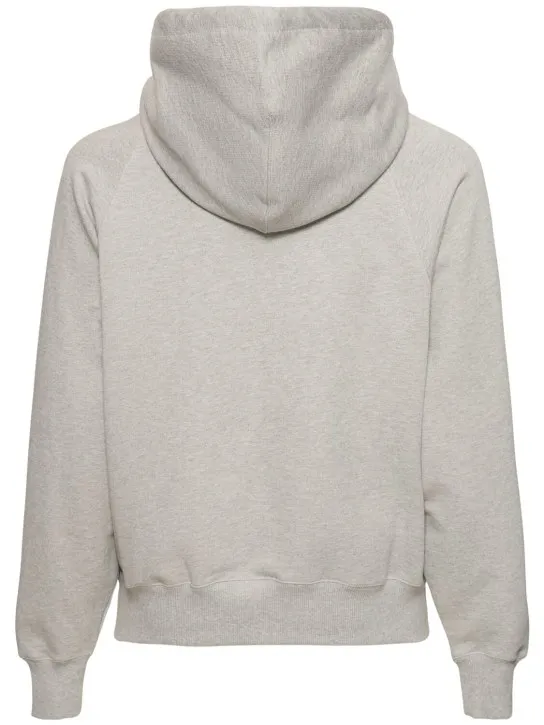 AMI Paris   Logo print boxy cotton blend hoodie 
