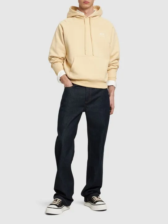 AMI Paris   Logo print boxy cotton blend hoodie 