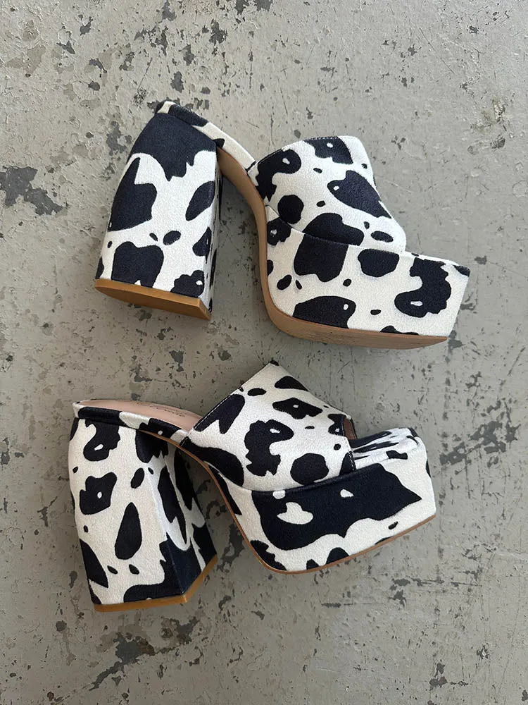 Amozae-Printed Chunky Heeled Platform Sandals