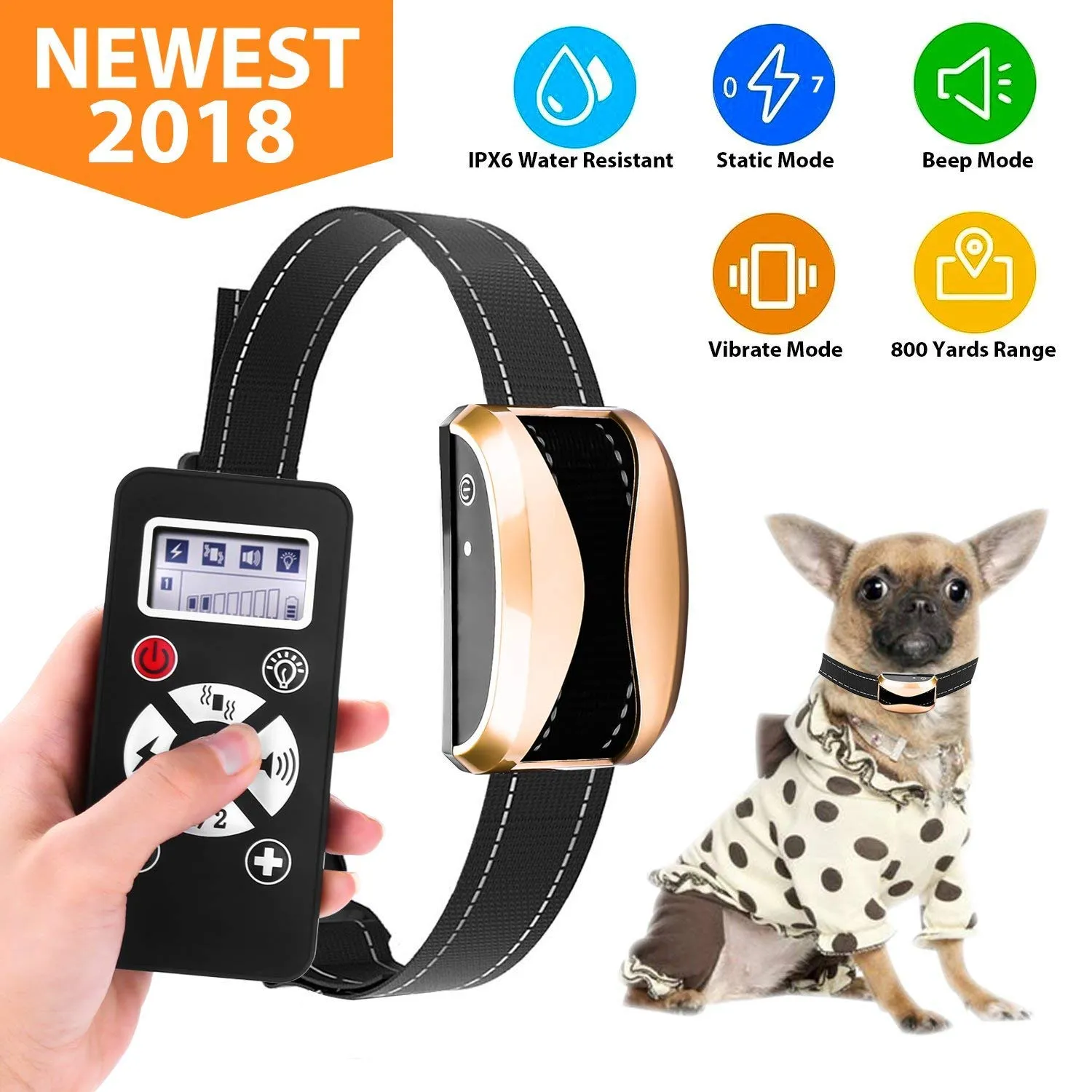 Aniluxe Bark   Remote Trainer All in One 800 Yards Dog Training Collar - Waterproof & Rechargeable E-Collar with Beep Automation Adjustable Vibration (1*Collar)