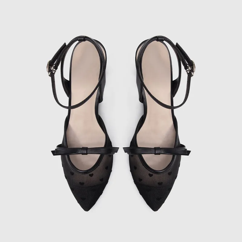 Ankle Wrap Heeled Sandals Black