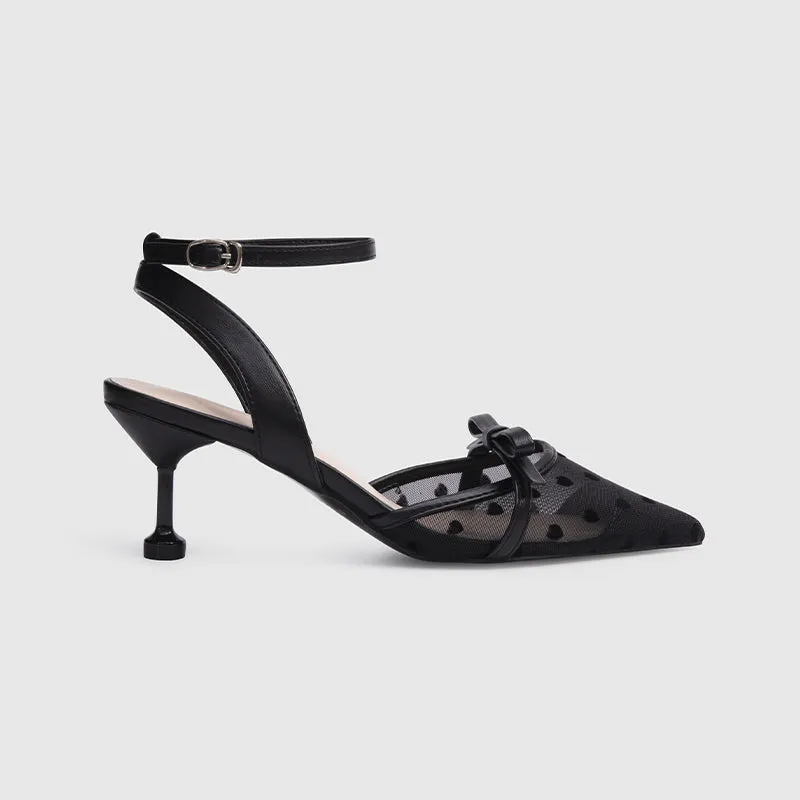 Ankle Wrap Heeled Sandals Black