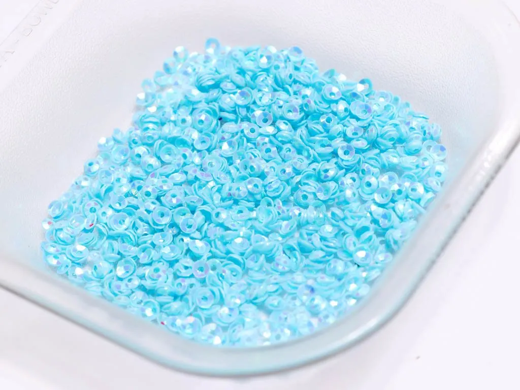Aqua Blue Center Hole Bowl Plastic Sequins