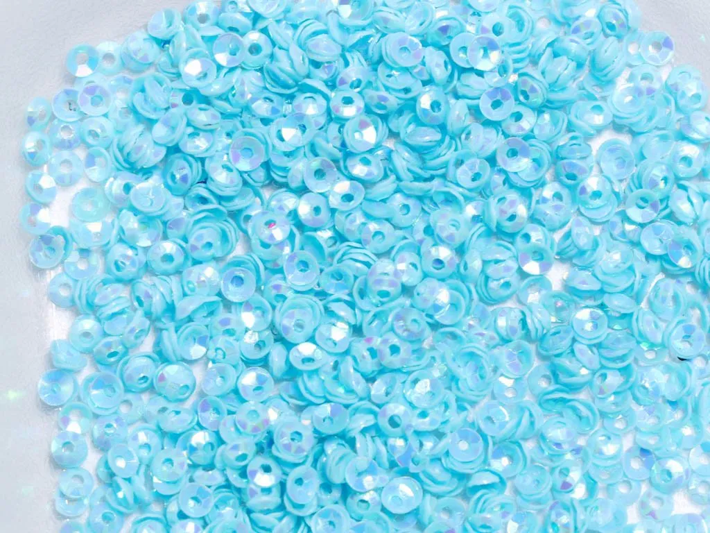 Aqua Blue Center Hole Bowl Plastic Sequins