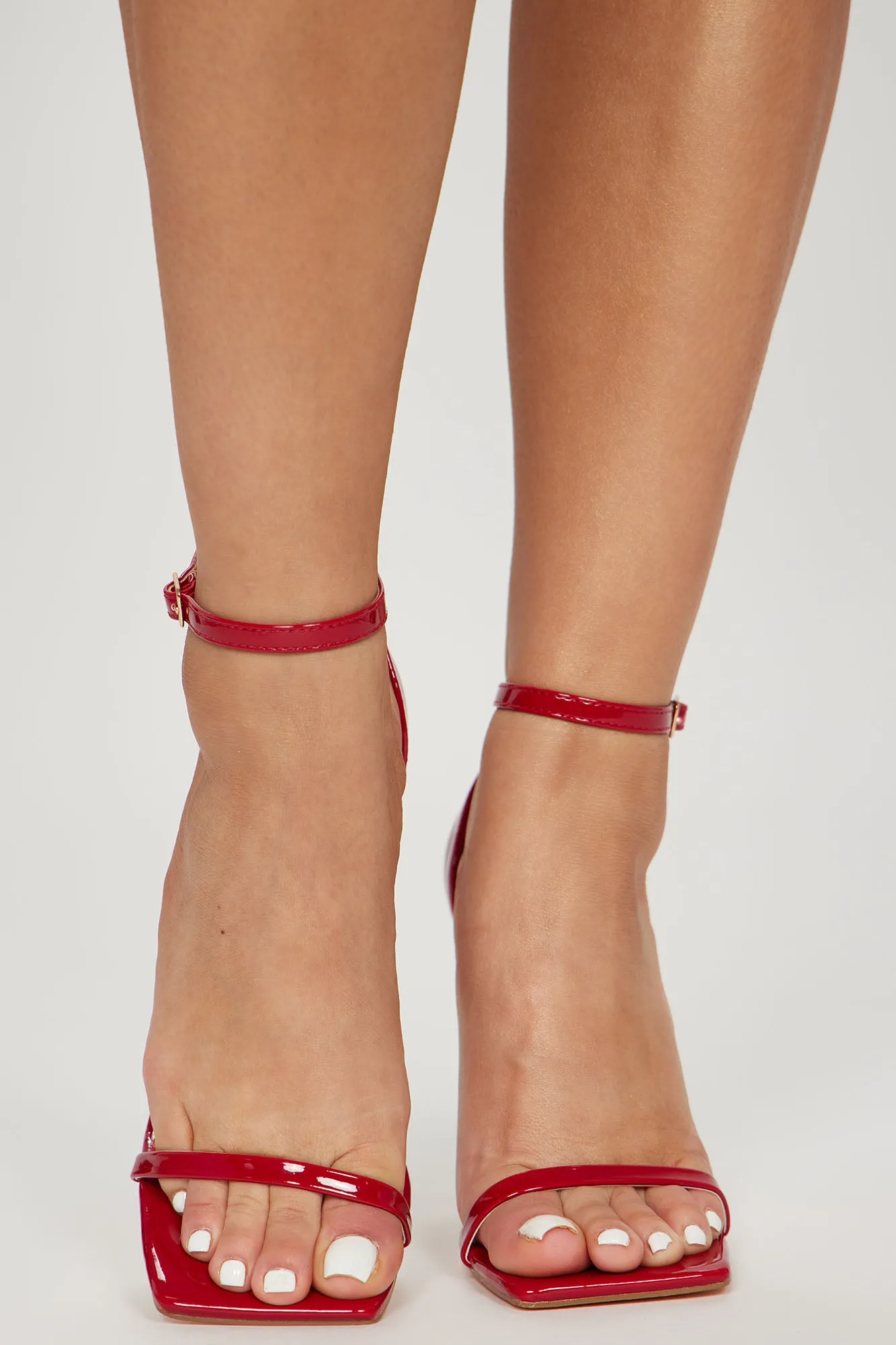 Arianna Square Toe Heeled Sandals - Red