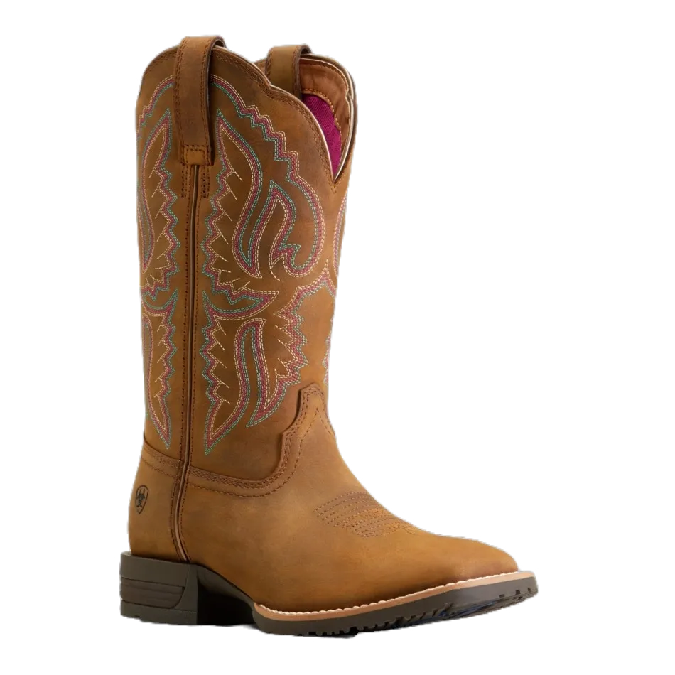 Ariat Ladies Hybrid Ranchwork Distressed Tan Western Boots 10047043