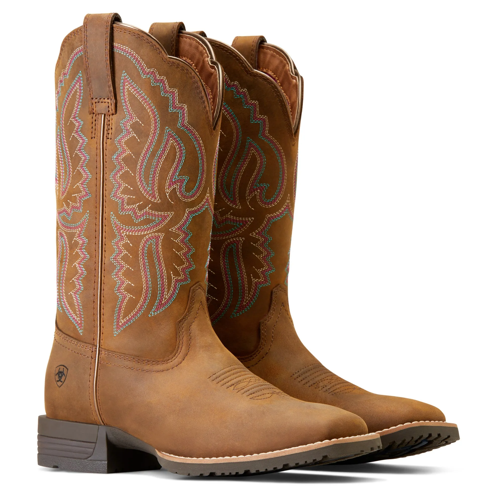 Ariat Ladies Hybrid Ranchwork Distressed Tan Western Boots 10047043