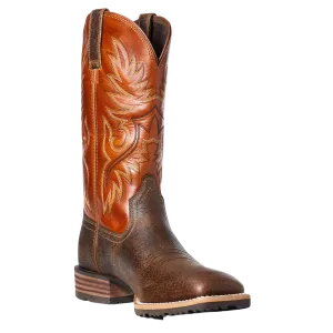 Ariat Men's Hybrid Big Boy Orange and Brown Square Toe Boots 10035925