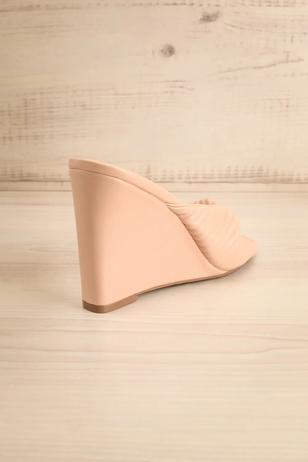 Ashai Beige | Twist Front Wedge Sandals