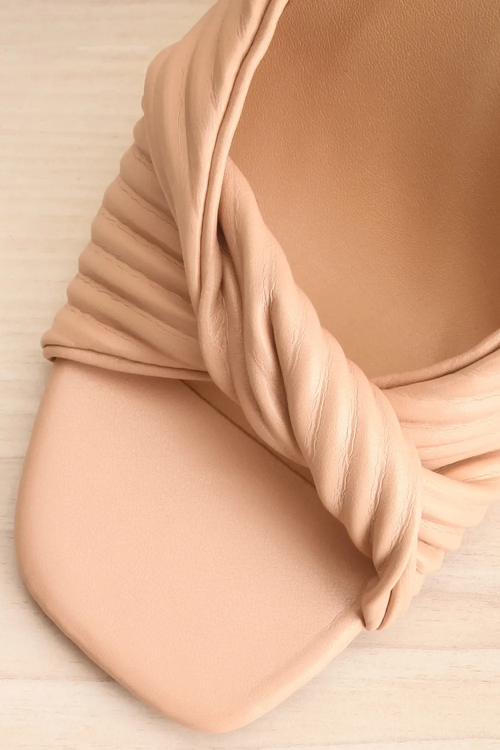 Ashai Beige | Twist Front Wedge Sandals