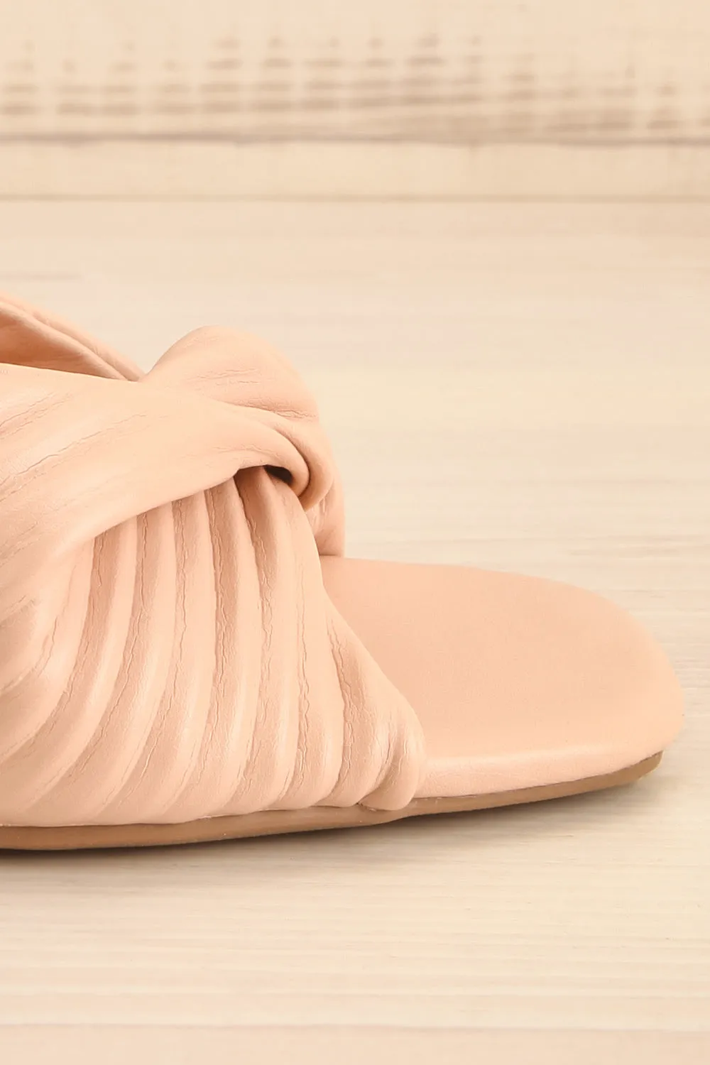 Ashai Beige | Twist Front Wedge Sandals