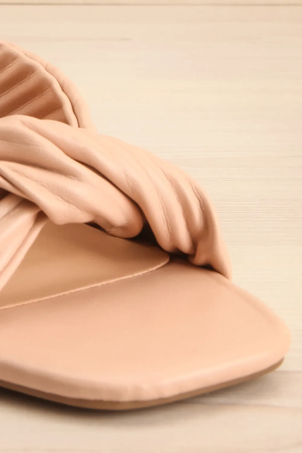 Ashai Beige | Twist Front Wedge Sandals