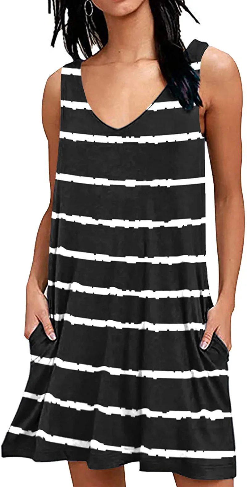 AUSELILY Women Summer Casual T Shirt Dresses Beach Cover up Plain Tank Dress
