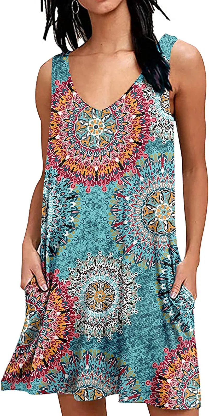 AUSELILY Women Summer Casual T Shirt Dresses Beach Cover up Plain Tank Dress