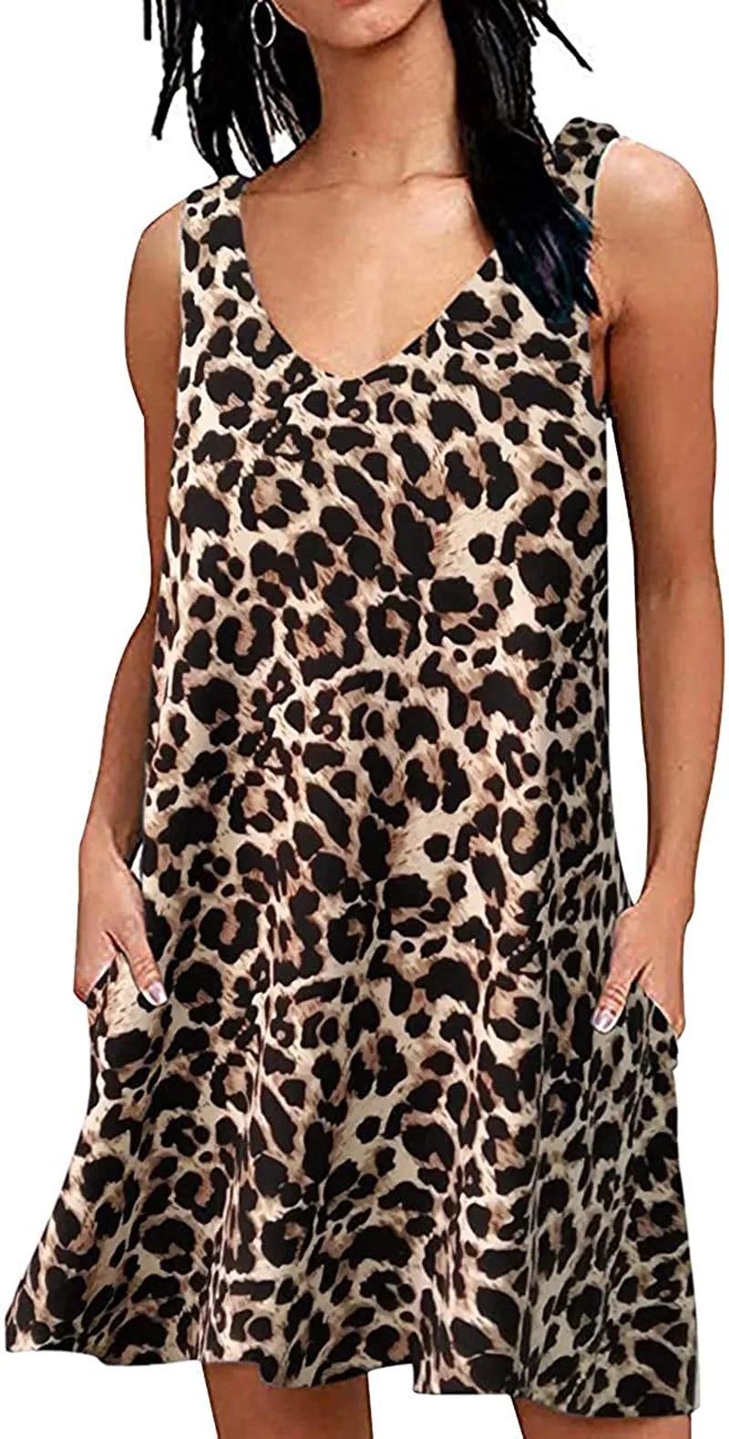AUSELILY Women Summer Casual T Shirt Dresses Beach Cover up Plain Tank Dress