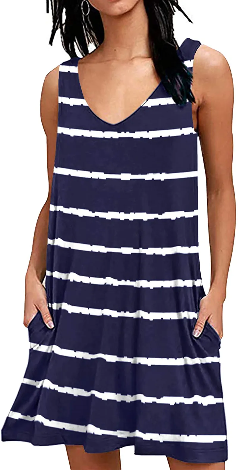 AUSELILY Women Summer Casual T Shirt Dresses Beach Cover up Plain Tank Dress