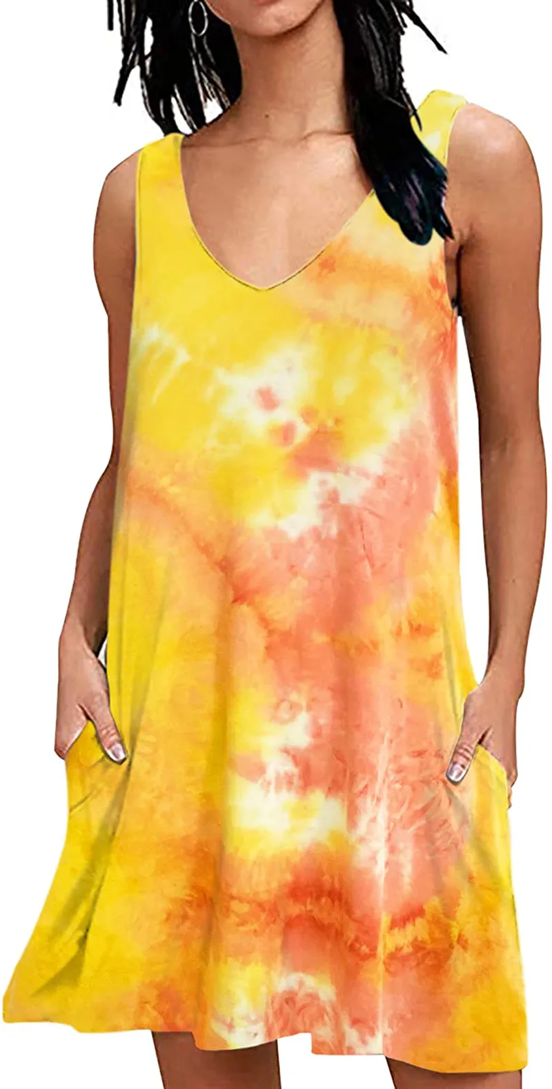 AUSELILY Women Summer Casual T Shirt Dresses Beach Cover up Plain Tank Dress