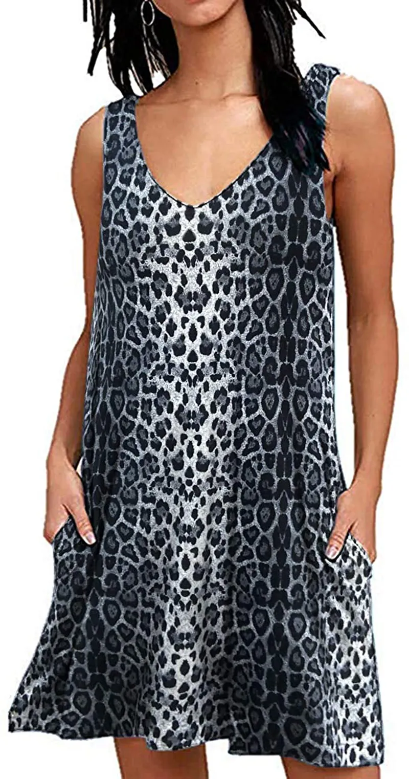 AUSELILY Women Summer Casual T Shirt Dresses Beach Cover up Plain Tank Dress
