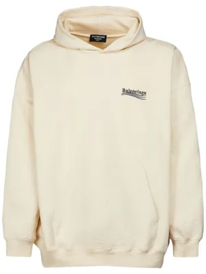 Balenciaga   Logo embroidery cotton hoodie 