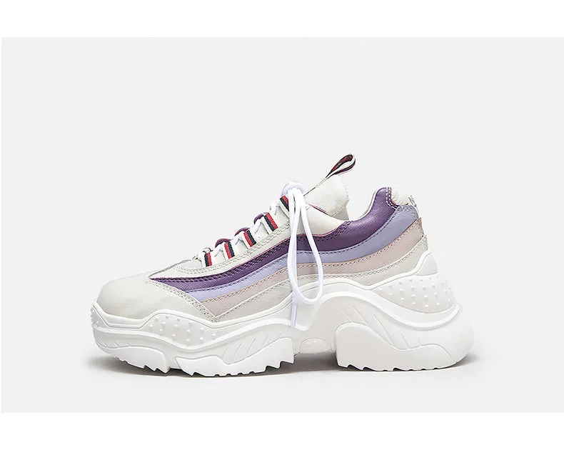 BELLALILY COLOR BLOCK CHUNKY TRAINERS IN WHITE