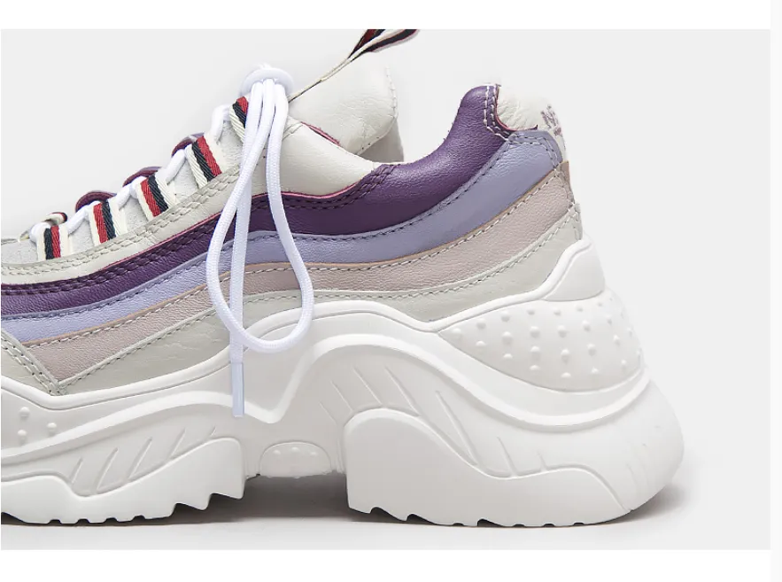 BELLALILY COLOR BLOCK CHUNKY TRAINERS IN WHITE