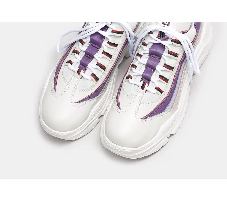 BELLALILY COLOR BLOCK CHUNKY TRAINERS IN WHITE