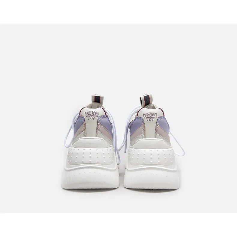 BELLALILY COLOR BLOCK CHUNKY TRAINERS IN WHITE
