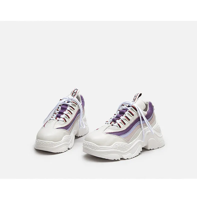 BELLALILY COLOR BLOCK CHUNKY TRAINERS IN WHITE