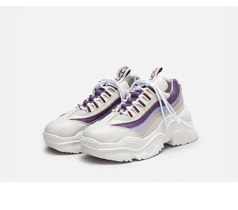 BELLALILY COLOR BLOCK CHUNKY TRAINERS IN WHITE