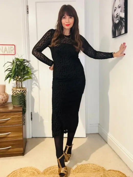 Black Leopard Mesh Dress