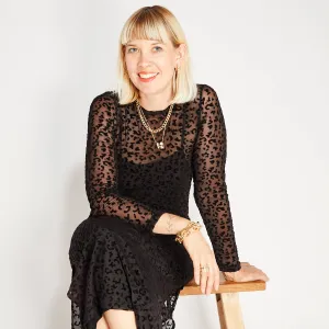 Black Leopard Mesh Dress