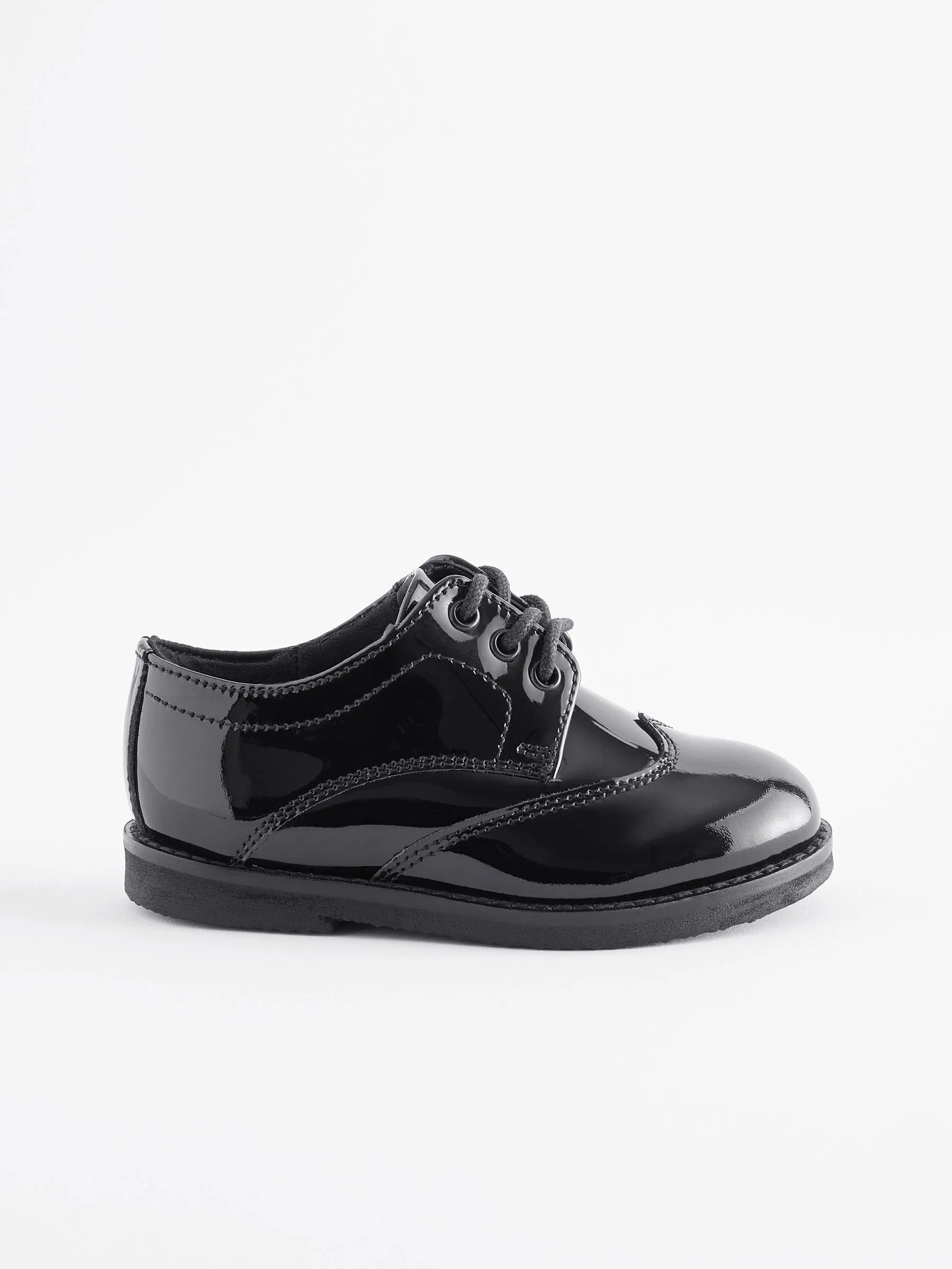 Black Patent Standard Fit (F) Smart Leather Brogues School Shoes