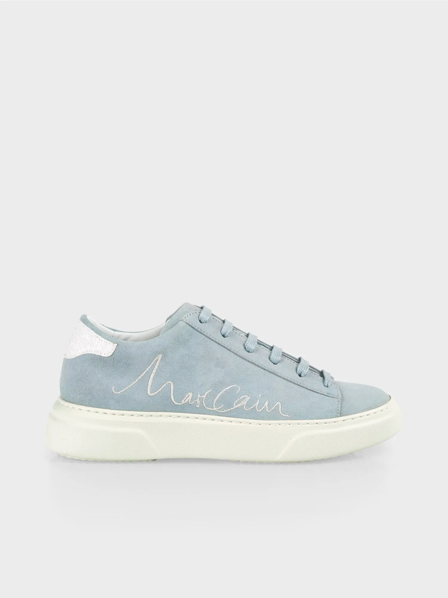 Blue Suede lace-up trainers