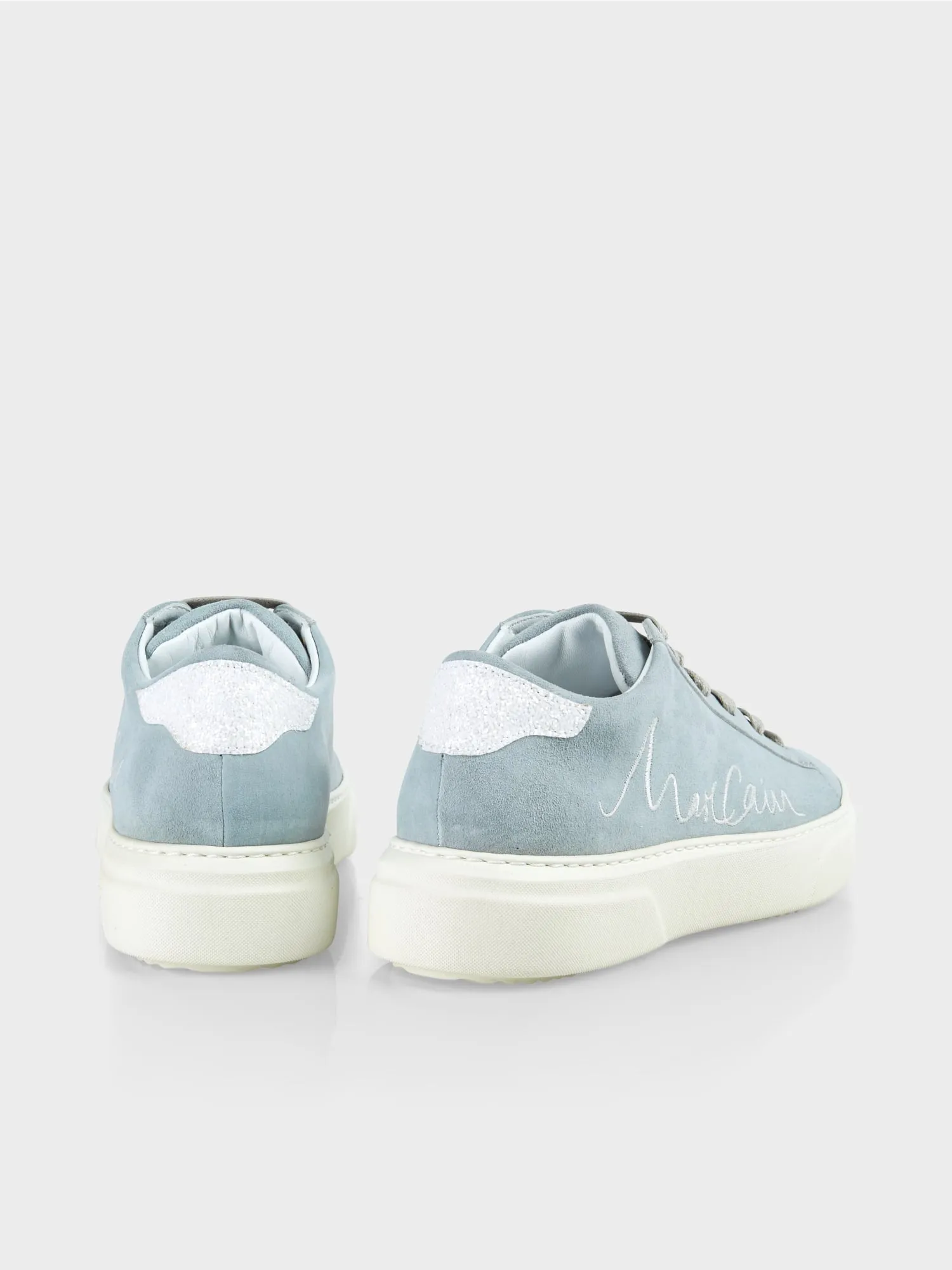 Blue Suede lace-up trainers
